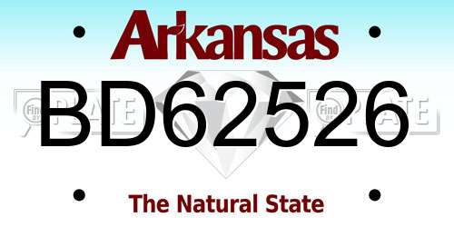 BD62526 Arkansas License Plate