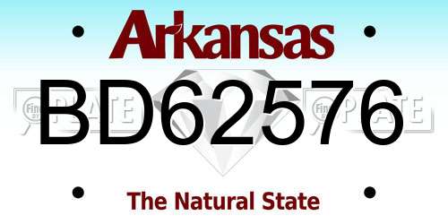 BD62576 Arkansas License Plate