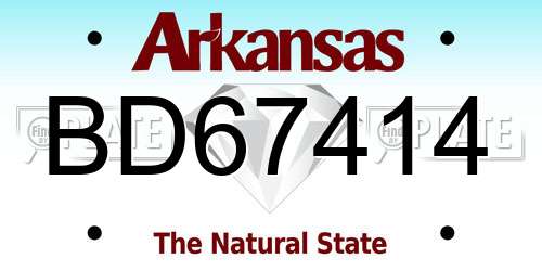 BD67414 Arkansas License Plate
