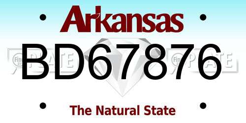 BD67876 Arkansas License Plate