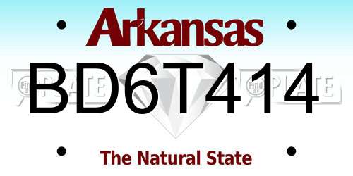 BD6T414 Arkansas License Plate