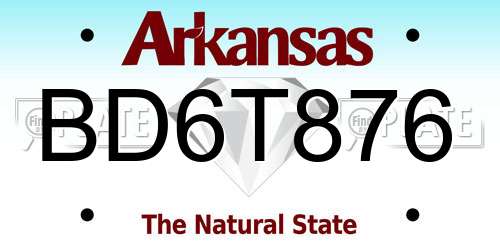 BD6T876 Arkansas License Plate