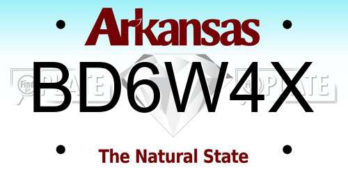 BD6W4X Arkansas License Plate