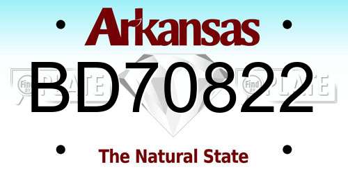 BD70822 Arkansas License Plate