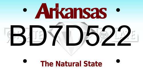 BD7D522 Arkansas License Plate