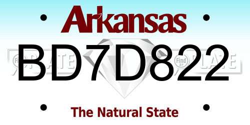 BD7D822 Arkansas License Plate