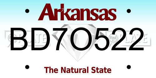 BD7O522 Arkansas License Plate