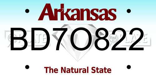 BD7O822 Arkansas License Plate
