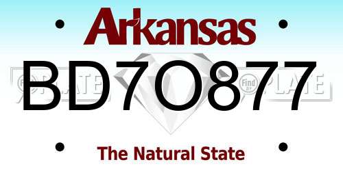 BD7O877 Arkansas License Plate