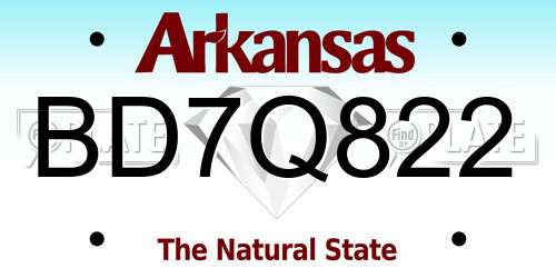 BD7Q822 Arkansas License Plate