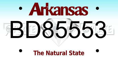 BD85553 Arkansas License Plate