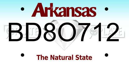 BD8O712 Arkansas License Plate