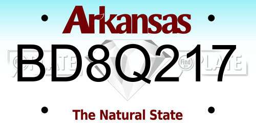 BD8Q217 Arkansas License Plate