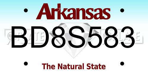BD8S583 Arkansas License Plate