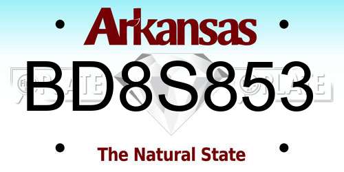 BD8S853 Arkansas License Plate