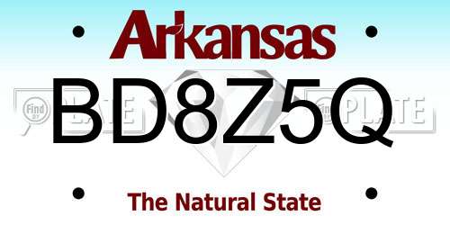 BD8Z5Q Arkansas License Plate
