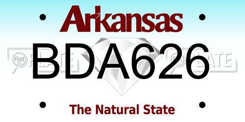 BDA626 Arkansas License Plate