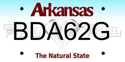 BDA62G Arkansas License Plate