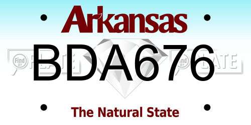 BDA676 Arkansas License Plate