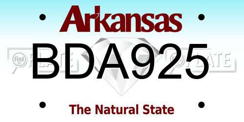 BDA925 Arkansas License Plate