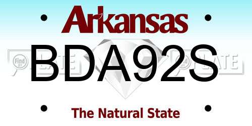 BDA92S Arkansas License Plate