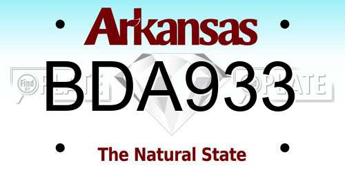 BDA933 Arkansas License Plate