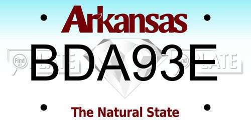 BDA93E Arkansas License Plate