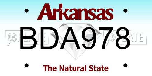 BDA978 Arkansas License Plate