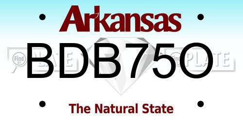 BDB75O Arkansas License Plate
