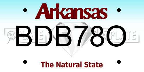 BDB78O Arkansas License Plate