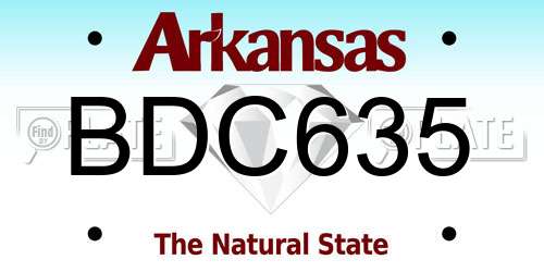 BDC635 Arkansas License Plate
