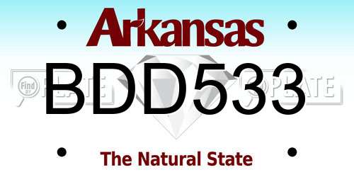 BDD533 Arkansas License Plate