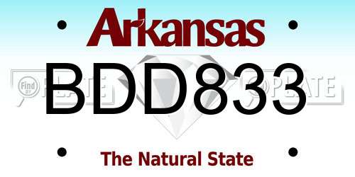 BDD833 Arkansas License Plate