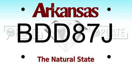 BDD87J Arkansas License Plate