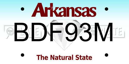 BDF93M Arkansas License Plate