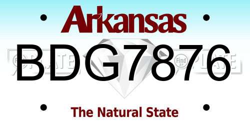 BDG7876 Arkansas License Plate