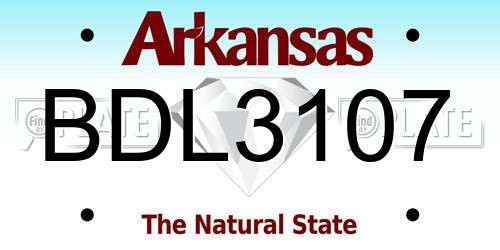 BDL3107 Arkansas License Plate