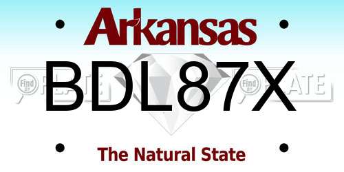 BDL87X Arkansas License Plate
