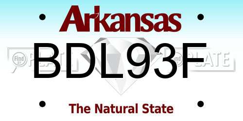 BDL93F Arkansas License Plate