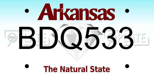 BDQ533 Arkansas License Plate