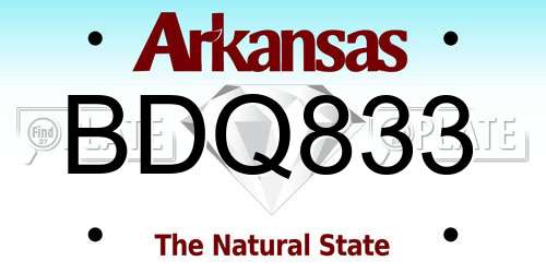 BDQ833 Arkansas License Plate