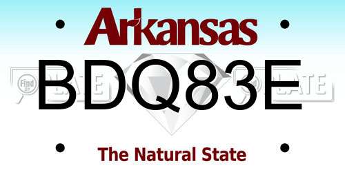 BDQ83E Arkansas License Plate