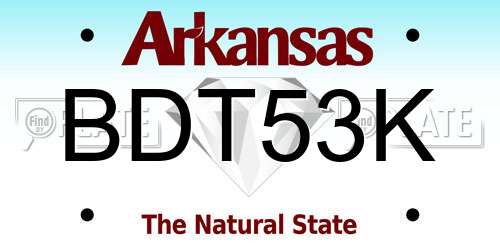 BDT53K Arkansas License Plate