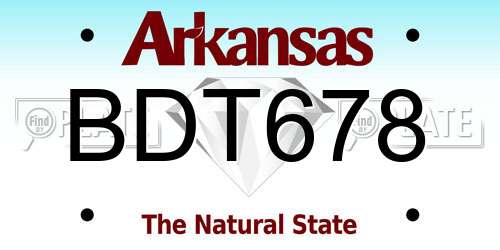 BDT678 Arkansas License Plate