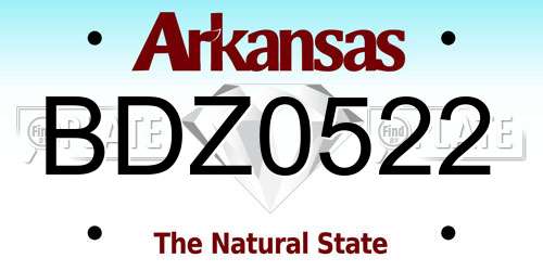 BDZ0522 Arkansas License Plate
