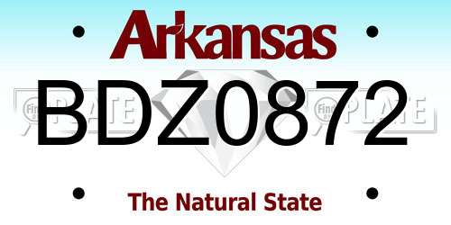BDZ0872 Arkansas License Plate