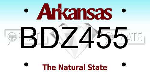 BDZ455 Arkansas License Plate