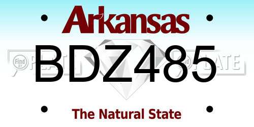 BDZ485 Arkansas License Plate
