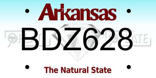 BDZ628 Arkansas License Plate