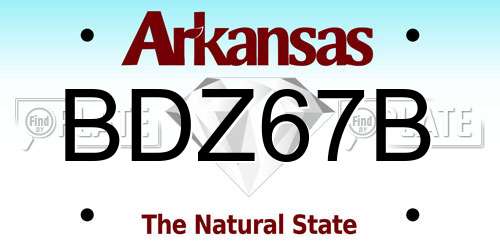 BDZ67B Arkansas License Plate